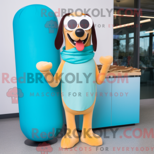 Cyan Hot Dogs Maskottchen...