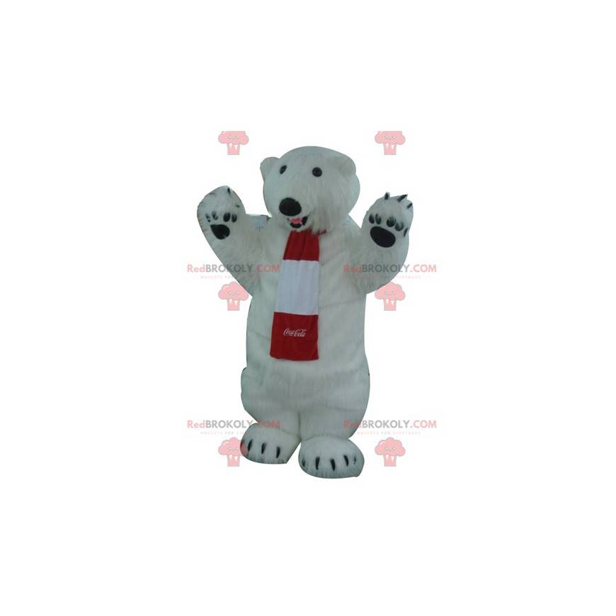 Hel hårig vit isbjörnmaskot - Coca-Cola maskot - Redbrokoly.com