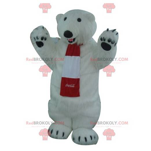 Mascotte d'ours polaire blanc tout poilu - Mascotte Coca-Cola -