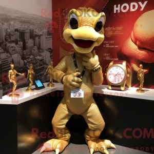 Guld Hydra maskot kostume...
