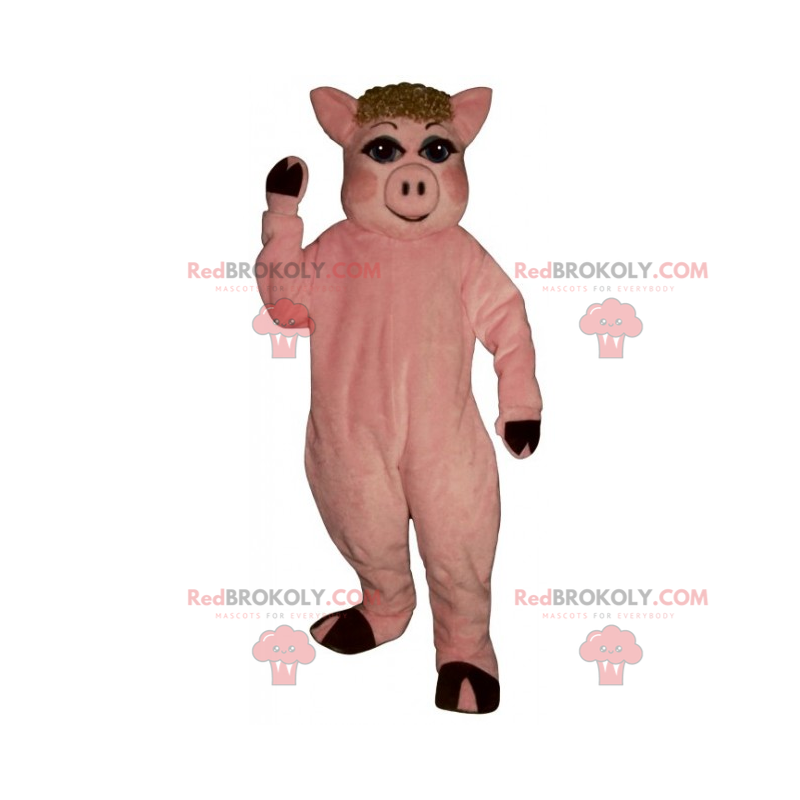 Mascote de animal de fazenda - Porco com nariz redondo -