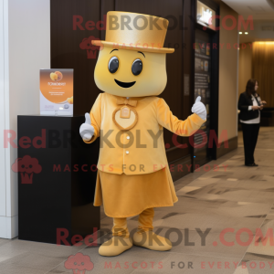 Guld abrikos maskot kostume...