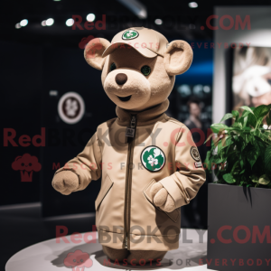 Tan Four Leaf Clover mascot...