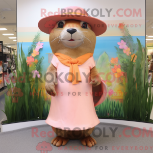 Peach Otter mascottekostuum...