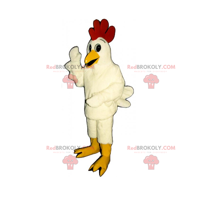 Mascote de animal de fazenda - galinha branca - Redbrokoly.com