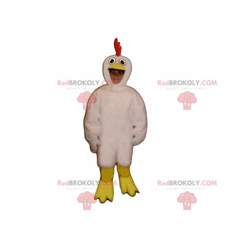 Mascote de animal de fazenda - galinha branca com crista -