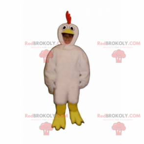 Mascote de animal de fazenda - galinha branca com crista -