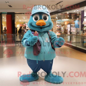 Teal Pendant mascot costume...