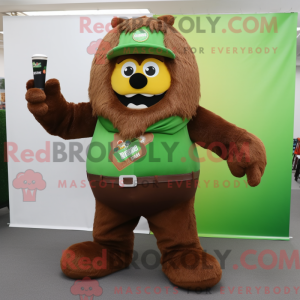 Brun grønn øl maskot...