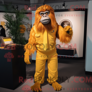 Gul orangutang maskot drakt...