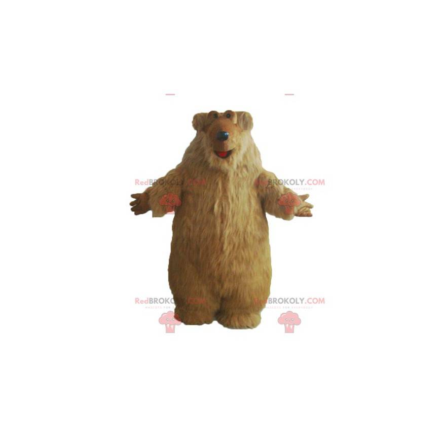 Žlutý medvěd maskot s dlouhými vlasy - Redbrokoly.com