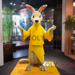Gul kænguru maskot kostume...