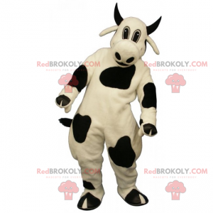 Mascota animal de granja - vaca con cuernos negros -