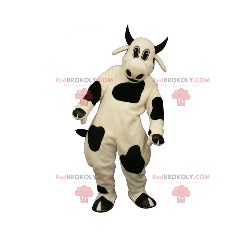 Mascote de animal de fazenda - Vaca de chifre preto -
