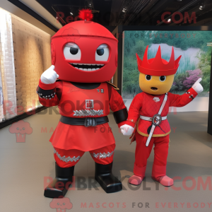 Rød Samurai maskot kostume...