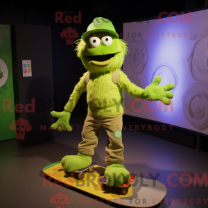 Limegrøn skateboard maskot...