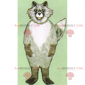 Mascote de lobo cinzento com um olhar assustador -