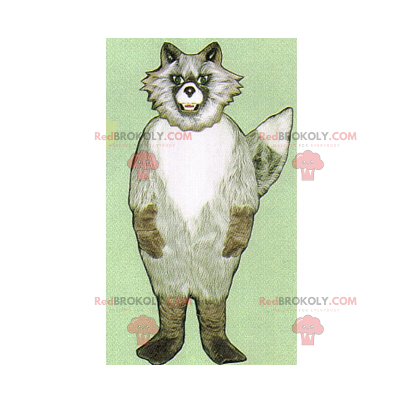 Gray wolf mascot with a scary look - Redbrokoly.com