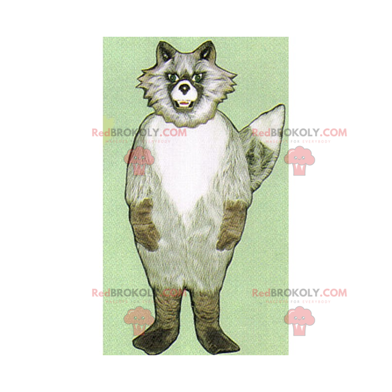 Mascotte de loup gris avec un regard effrayant - Redbrokoly.com