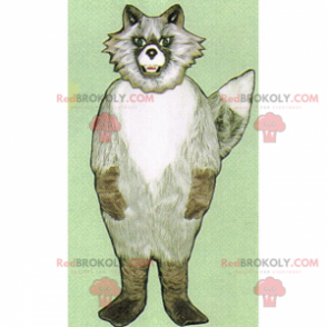 Gray wolf mascot with a scary look - Redbrokoly.com