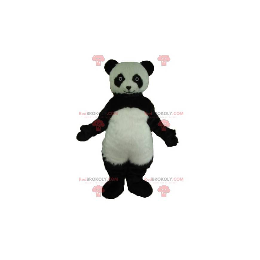 Mascotte del panda in bianco e nero molto realistico -