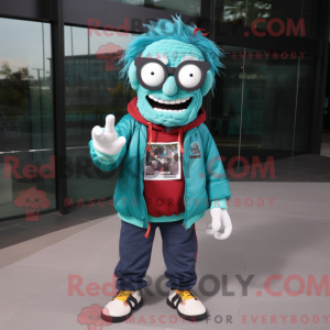 Teal Zombie-mascottekostuum...