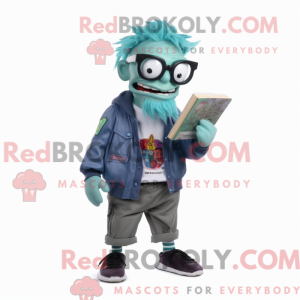 Teal Zombie-mascottekostuum...