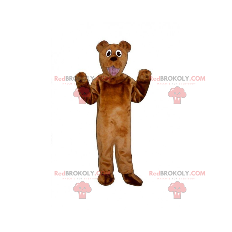 Bruine beer mascotte met een grappige uitstraling -
