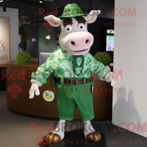 Grøn Hereford Cow maskot...