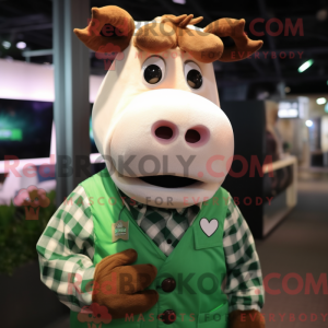 Grøn Hereford Cow maskot...