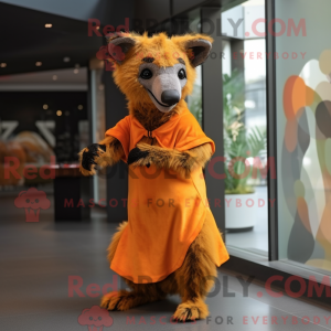 Orange hyæne maskot kostume...