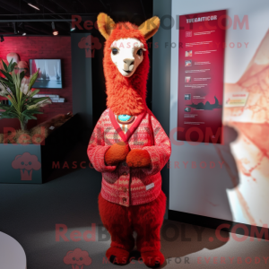 Rode lama mascottekostuum...