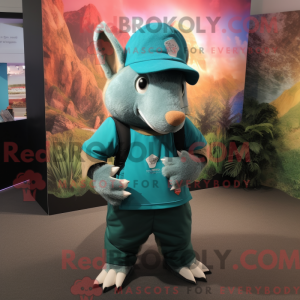 Teal Armadillo Maskottchen...