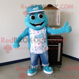 Cyan Bbq Ribs Maskottchen...