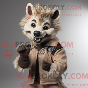 Beige hyena-mascottekostuum...
