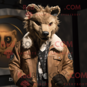 Beige hyena-mascottekostuum...