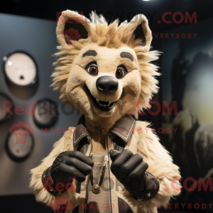 Beige hyæne maskot kostume...