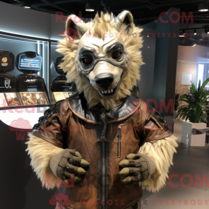 Beige Hyena mascot costume...
