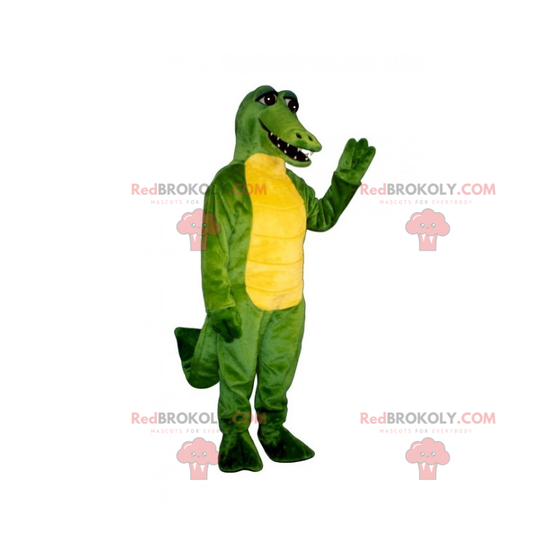 Jungle animal mascot - Green and yellow crocodile -