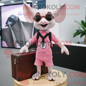 Pink Bat mascot costume...