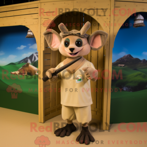 Tan Bat maskot kostume...