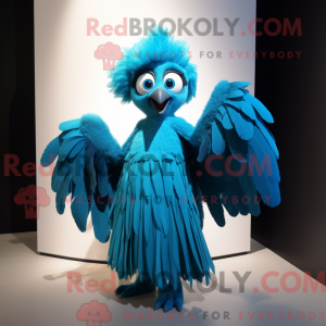 Cyan Harpy maskotdraktfigur...
