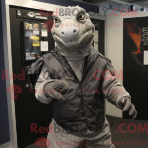 Sølv Komodo Dragon maskot...