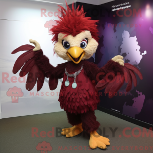 Maroon Harpy maskot kostume...