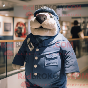 Navy Walrus maskot kostume...