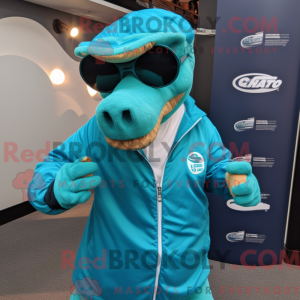 Blågrøn Diplodocus maskot...