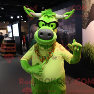 Lime Green Bull maskot...