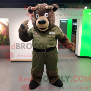 Olive Bison mascottekostuum...