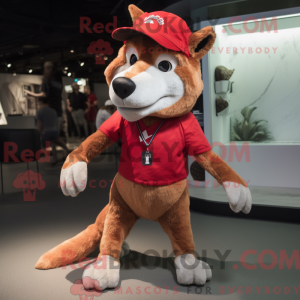 Rød Dingo-maskotdraktfigur...
