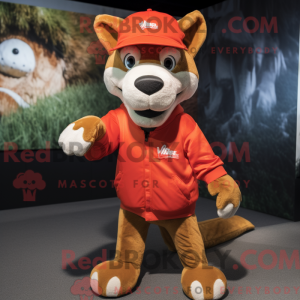 Röd Dingo-maskotdraktfigur...